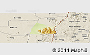 Physical Panoramic Map of Michika, shaded relief outside