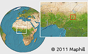Satellite Location Map of Mubi, within the entire country