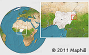 Satellite Location Map of Mubi, highlighted country, within the entire country