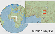 Savanna Style Location Map of Yola, within the entire country, hill shading