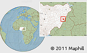 Savanna Style Location Map of Yola, highlighted country, hill shading