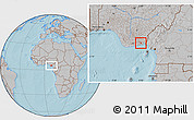 Gray Location Map of Ekpe-Ata, hill shading