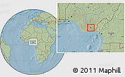 Savanna Style Location Map of Ikot-Ekp, hill shading