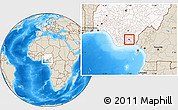 Shaded Relief Location Map of Ikot-Ekp, highlighted country