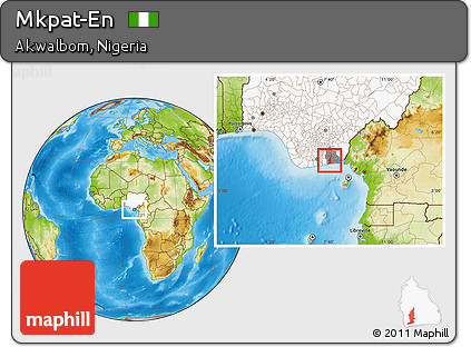 Physical Location Map of Mkpat-En, highlighted country, highlighted parent region