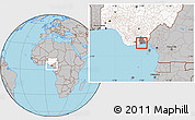 Gray Location Map of Onna, highlighted country, highlighted parent region