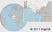 Gray Location Map of Onna, highlighted country, hill shading