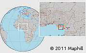 Gray Location Map of Onna, highlighted parent region, within the entire country