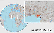 Gray Location Map of Oron, within the entire country