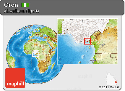 Physical Location Map of Oron, highlighted country