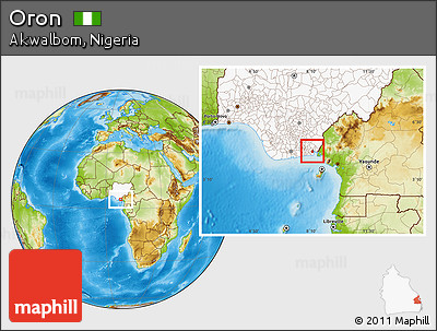 Physical Location Map of Oron, highlighted country