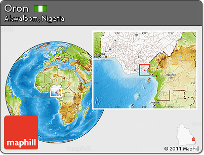 Physical Location Map of Oron, highlighted country