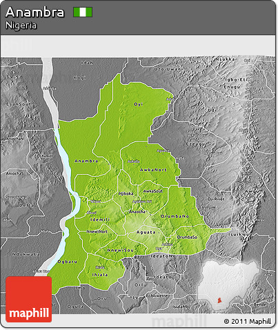 Physical 3D Map of Anambra, desaturated
