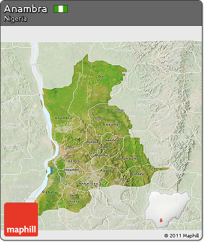 Satellite 3D Map of Anambra, lighten