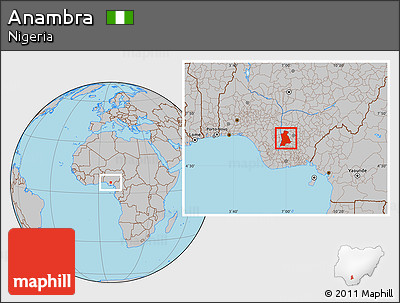Gray Location Map of Anambra
