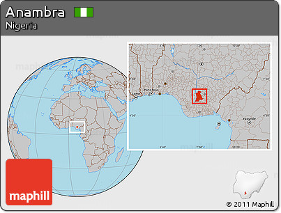 Gray Location Map of Anambra