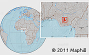 Gray Location Map of Anambra, hill shading