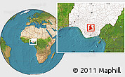 Satellite Location Map of Anambra, highlighted country