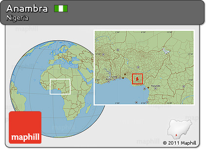 Savanna Style Location Map of Anambra, within the entire country
