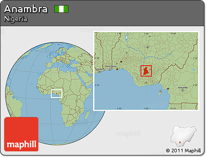 Savanna Style Location Map of Anambra