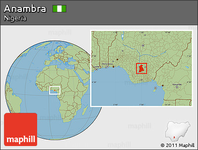 Savanna Style Location Map of Anambra