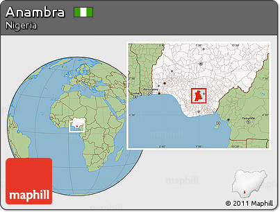 Savanna Style Location Map of Anambra, highlighted country