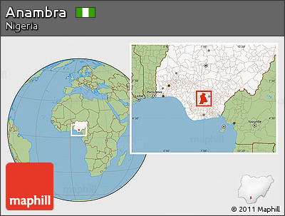 Savanna Style Location Map of Anambra, highlighted country