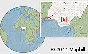 Savanna Style Location Map of Anambra, highlighted country, hill shading