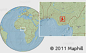 Savanna Style Location Map of Anambra, hill shading