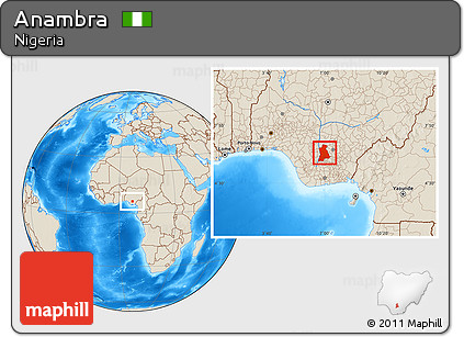 Shaded Relief Location Map of Anambra