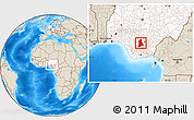 Shaded Relief Location Map of Anambra, highlighted country
