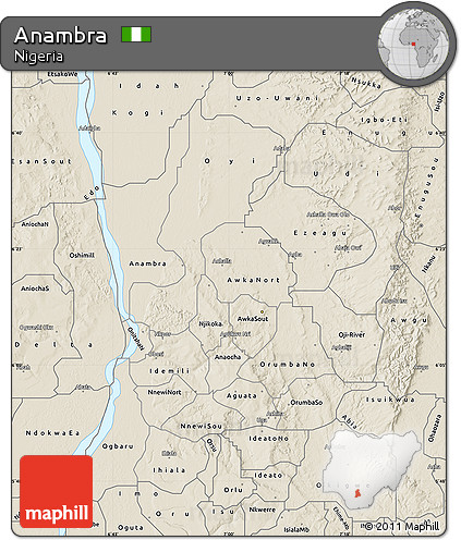 Shaded Relief Map of Anambra