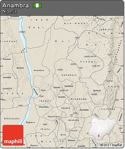 Shaded Relief Map of Anambra