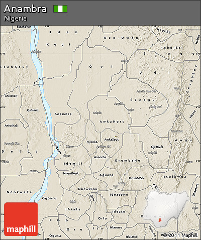 Shaded Relief Map of Anambra