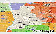 Shaded Relief Panoramic Map of Anambra, political shades outside