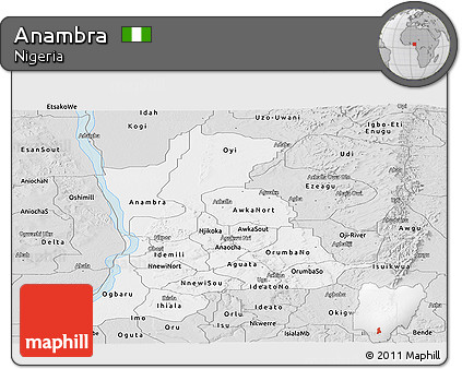Silver Style Panoramic Map of Anambra