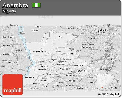 Silver Style Panoramic Map of Anambra