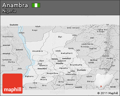 Silver Style Panoramic Map of Anambra