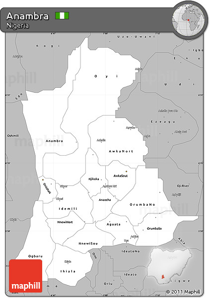 Gray Simple Map of Anambra