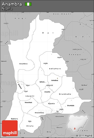 Gray Simple Map of Anambra
