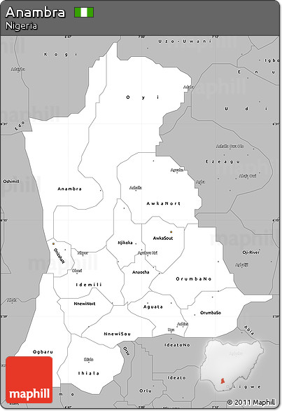 Gray Simple Map of Anambra