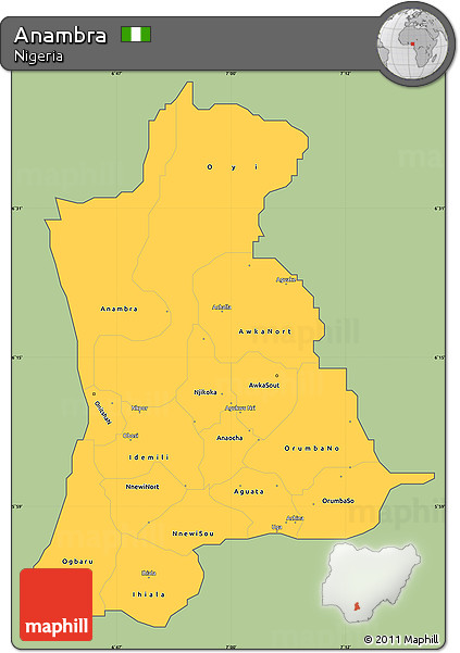 Savanna Style Simple Map of Anambra, cropped outside