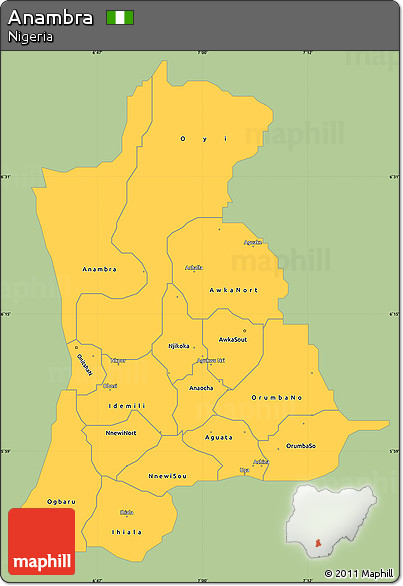 Savanna Style Simple Map of Anambra, single color outside
