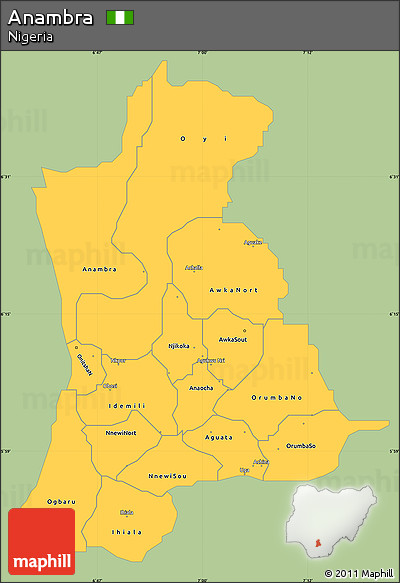 Savanna Style Simple Map of Anambra, single color outside