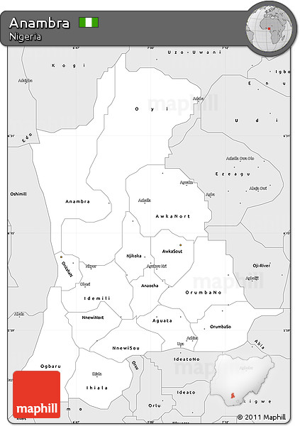 Silver Style Simple Map of Anambra