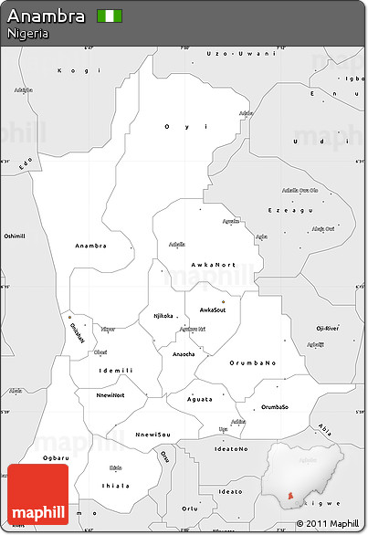 Silver Style Simple Map of Anambra