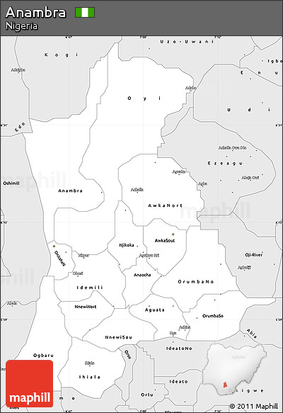 Silver Style Simple Map of Anambra