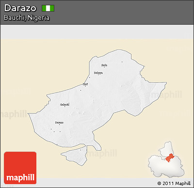 Classic Style 3D Map of Darazo, single color outside