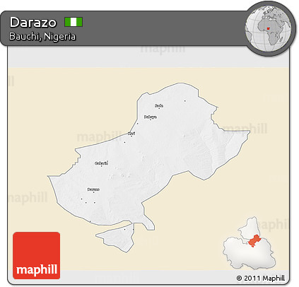 Classic Style 3D Map of Darazo, single color outside