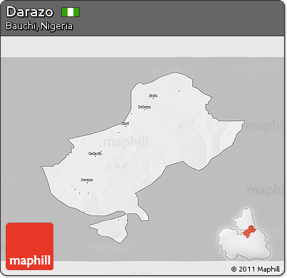 Gray 3D Map of Darazo, single color outside